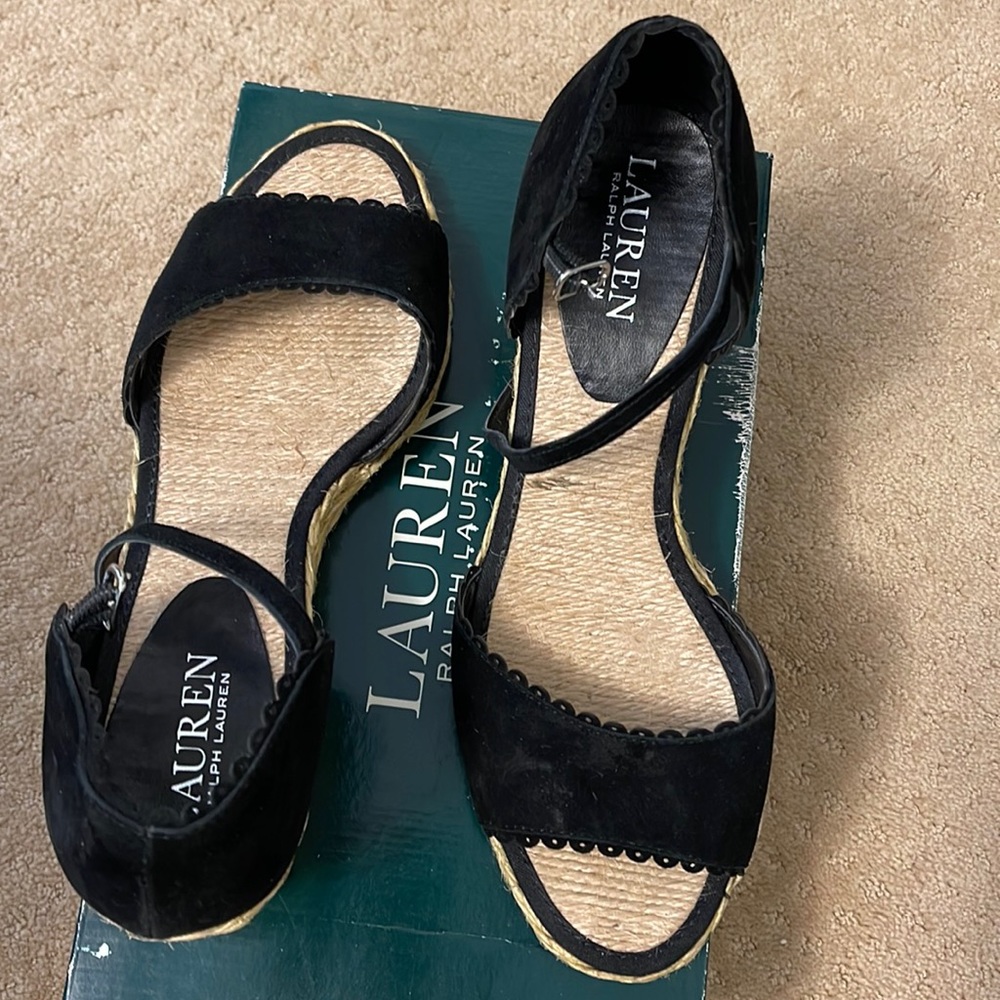 Ralph Lauren black suede sandals